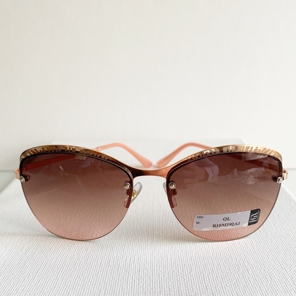 NWT pink and rose gold semi rimless sunglasses - Picture 1 of 6